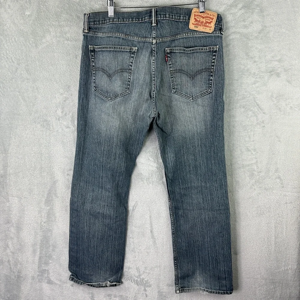 Levi's 559 Men's Blue Stretch Jeans Size 34x30 Relaxed Fit Denim‎